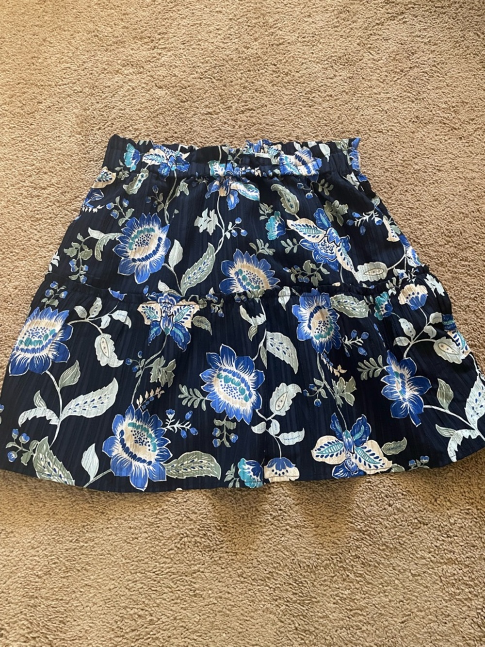 LOFT Outlet Navy Floral Mini Skirt